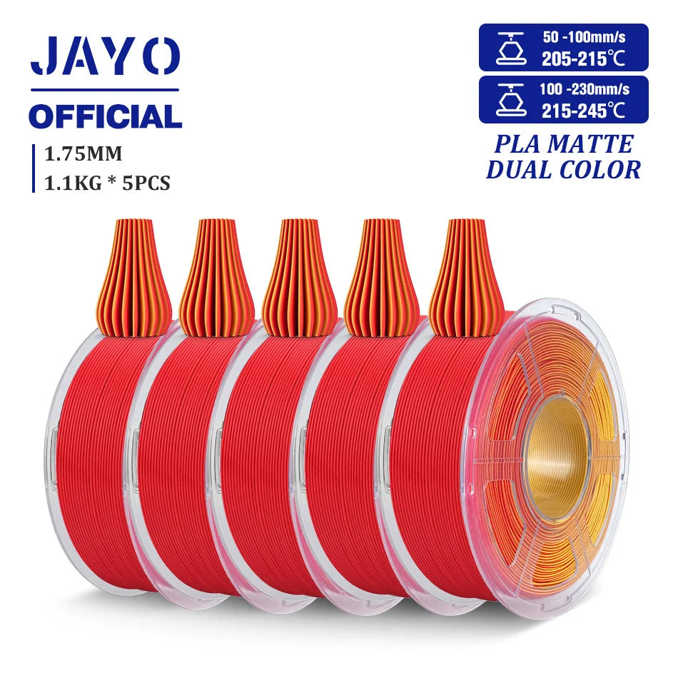 JAYO PLA Matte Dual Color 3D Filament 1.75mm PLA Matte 3D Printer Filament Rolls/Set PLA Filament Smooth Matte