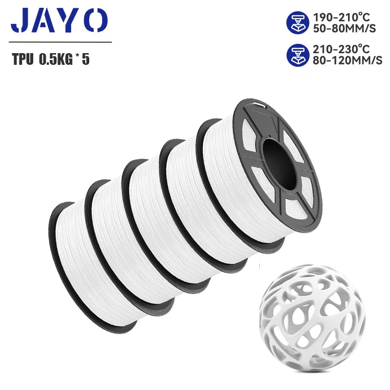 JAYO PLA/ABS/PETG/TPU/PLA PLUS/PLAMeta/ 3D Filament 1.75mm 5Rolls 2.5KG/5.5KG100% No Bubble FDM 3D Printer Materials DIY Gift