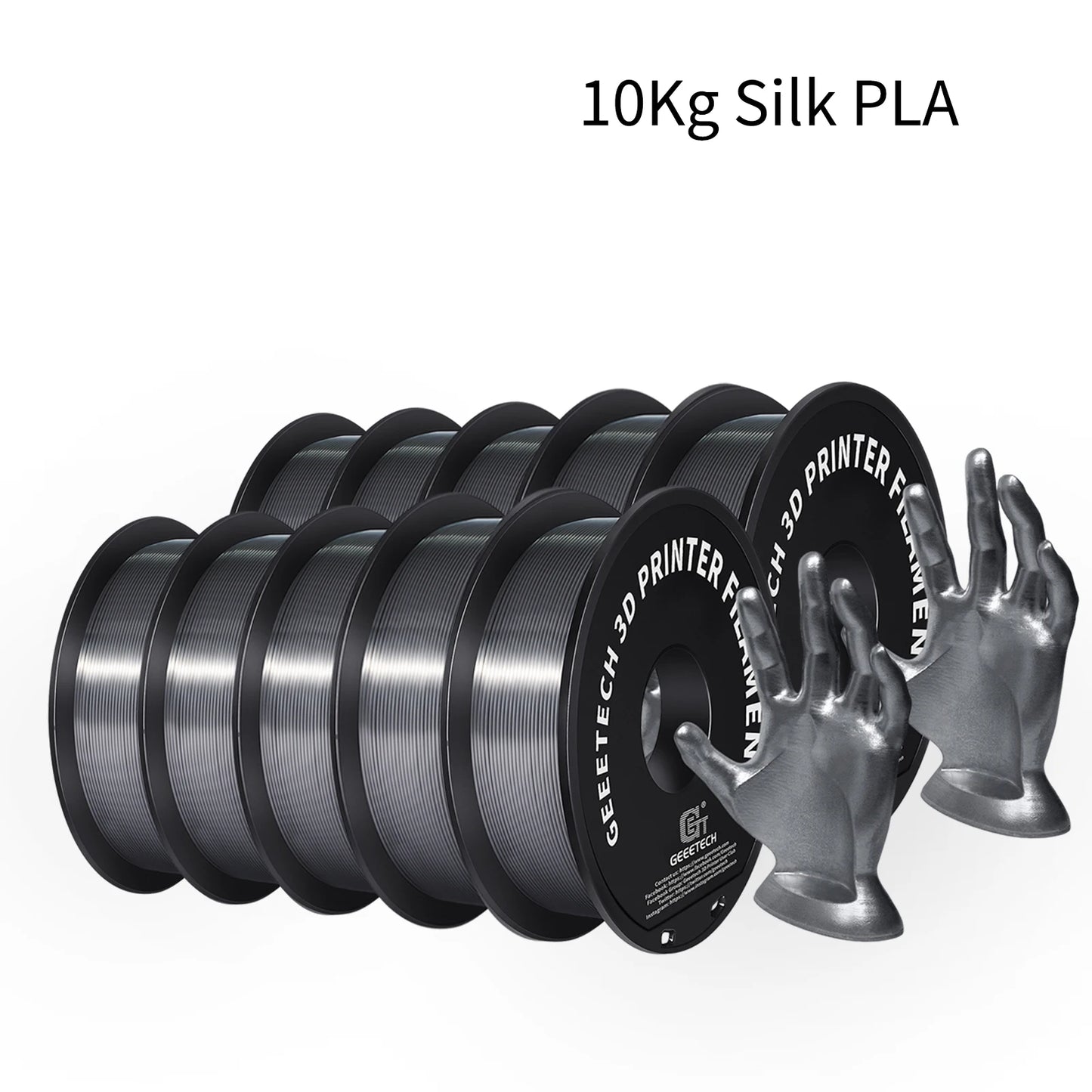 GEEETECH 10Kg In One Box Matte/PETG/Silk PLA/TPU/ABS 3D PLA Filament 1.75mm Spool Wire For 3D Printer Material,Safety