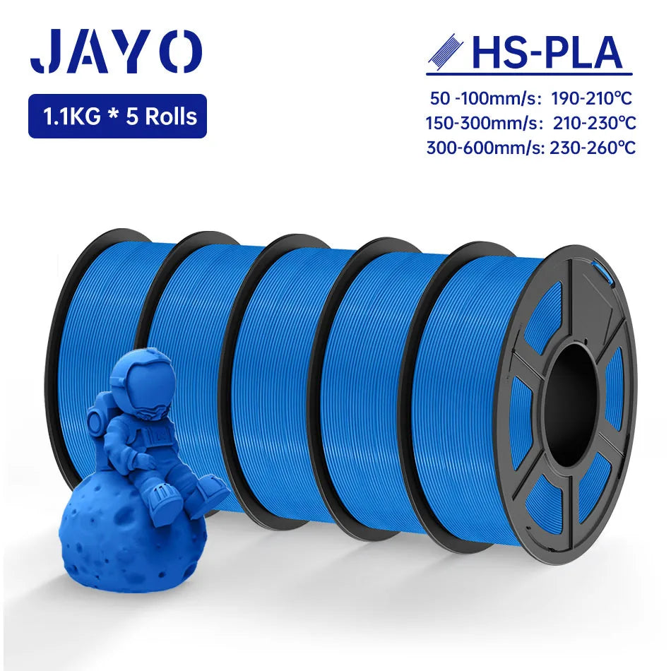 JAYO 5Rolls PLA Filament High Speed PLA 1.75mm 1.1KG 3D Printer Filament Neatly Wound 3D Printing Material For FDM 5.5KG/SET