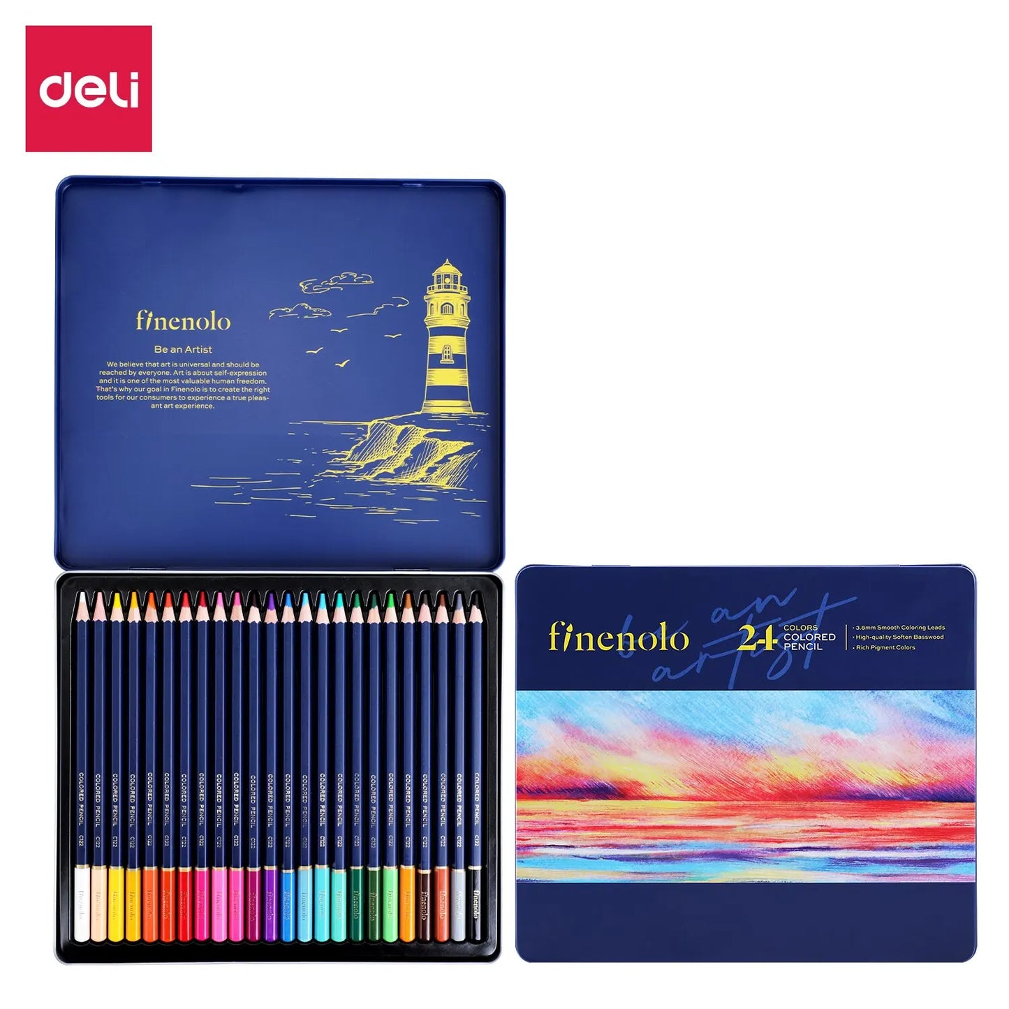 Deli 24 Professional Colored Pencil Set Art Supplies for Kids and Adults