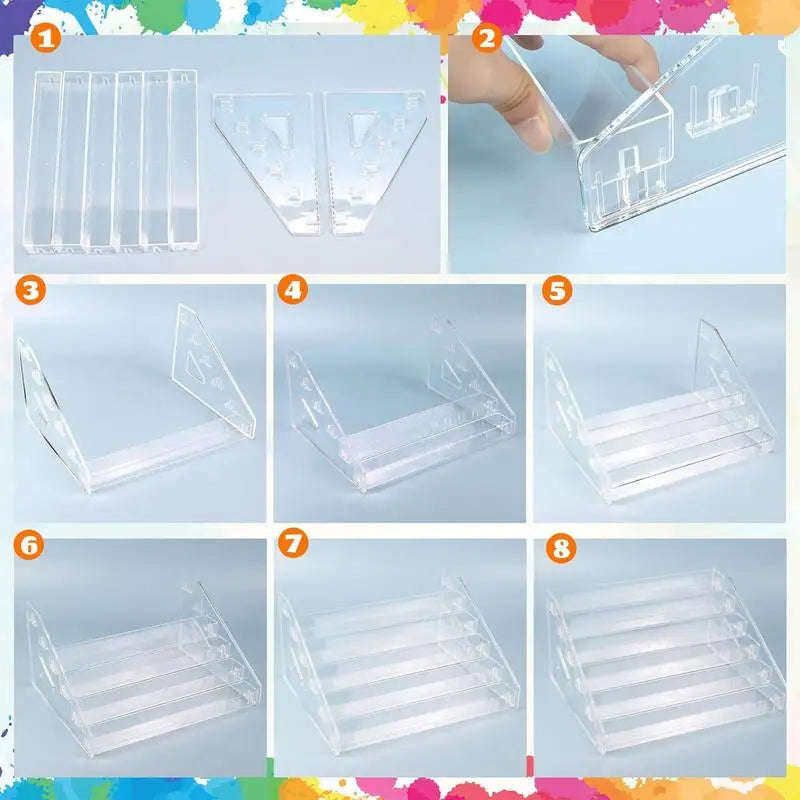 Paint Storage Rack Transparent Paint Bottles Holder With Paint Brush Rack Acrylic Painting Organization Set For Model Painting