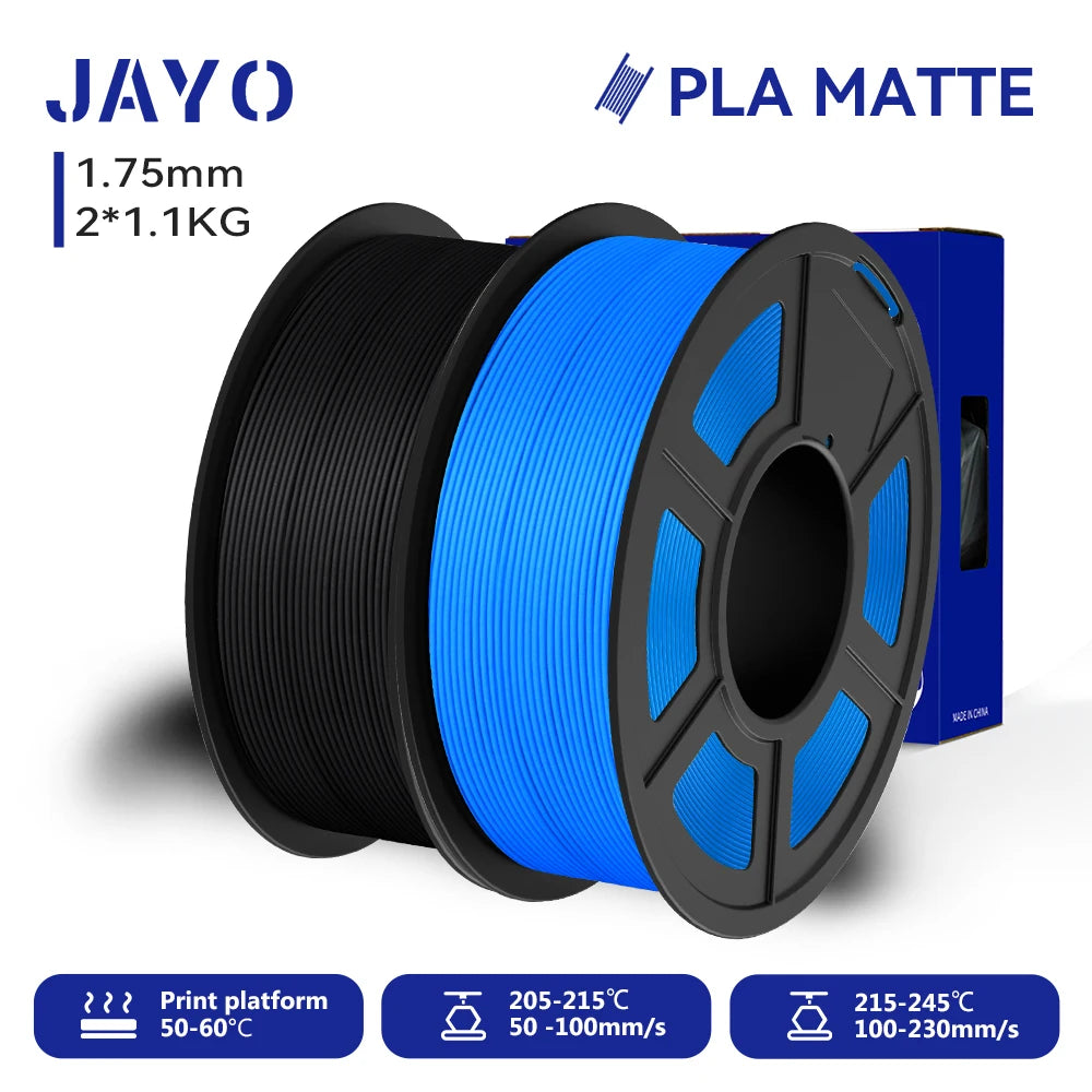 JAYO 2Rolls 3D PLA Matte /Dual Color Matte PLA Printer Filament 1.75mm Neatly Wound & Matte Finish Print with 99% FDM 3D Printer