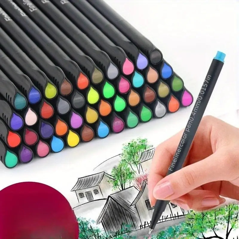 Professional 60 Color Bview Art Colored Pens Point Markers Fine Tip Drawing Fineliner for Journaling Writing Note Office