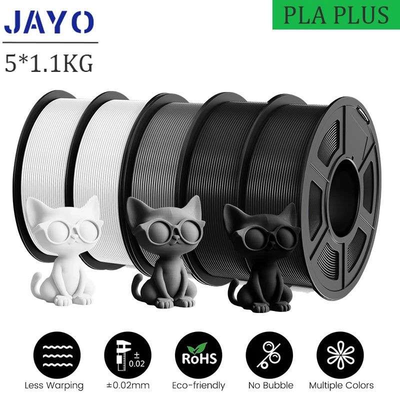 JAYO pla plus Filament 5KG 3D printer filament PLA+ 1.75MM 5Rolls multiple colors optional Neatly Wound for 3D Printer