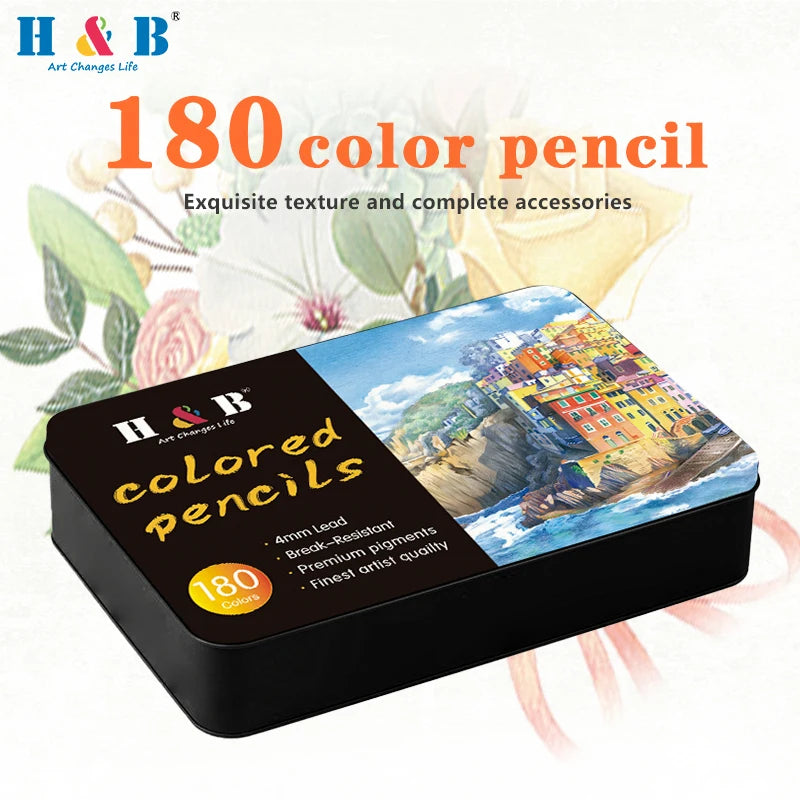 H&B 180/120/72 Oil Colores Pencil Set Lapics Art School Supplies Colors Based Paintbrush Professional Coloring