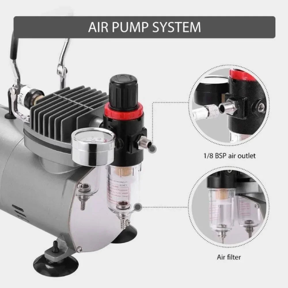 Professional Airbrush Kit Set Airbrush Compressor Art Nail Tattoo Makeup Model