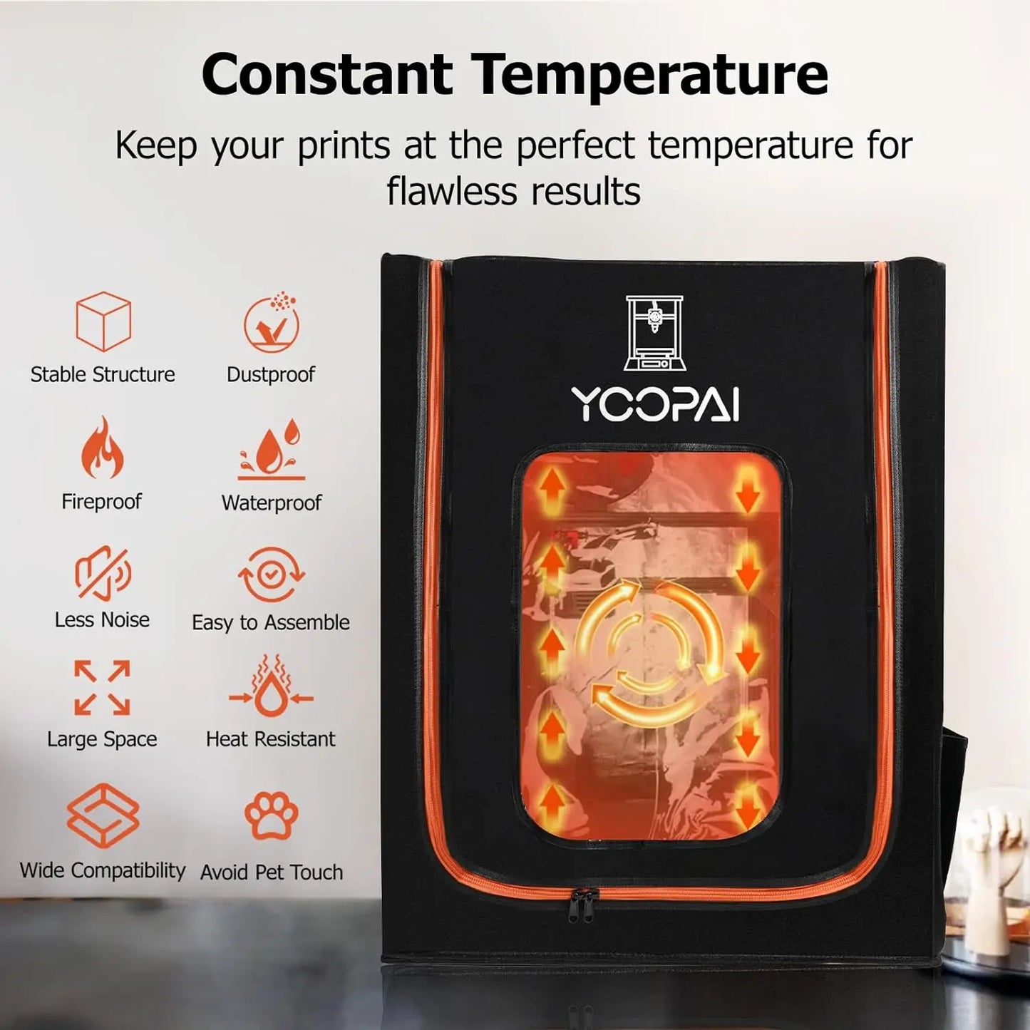 CREALITY Yoopai 3D Printer Enclosure with LED Lighting Fireproof Dustproof Constant Temperature 35.4×27.5×29.5" large size Ender