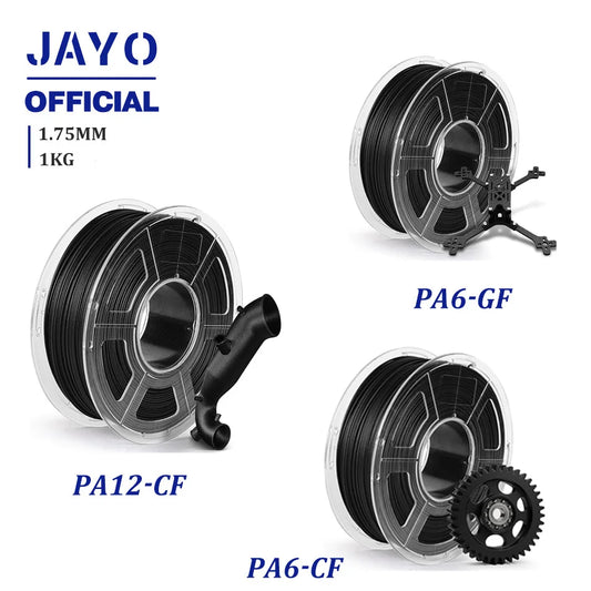 JAYO PA Nylon Filament 1.75mm PA6-CF/PA6-GF/PA12-CF/Easy PA Nylon 3D Printer Filament Superior Toughness 1KG/Roll
