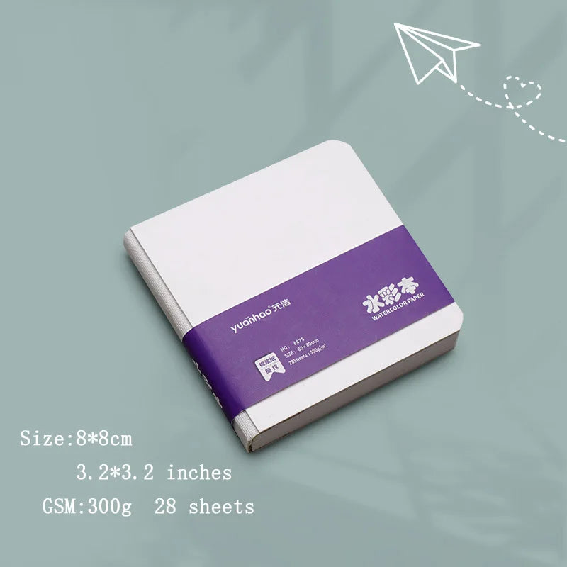 Watercolor paper drawing book thick paper GSM300g mini square portable pocket book sketch cotton pulp watercolor painting book