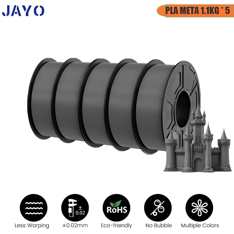JAYO PLA/ABS/PETG/TPU/PLA PLUS/PLAMeta/ 3D Filament 1.75mm 5Rolls 2.5KG/5.5KG100% No Bubble FDM 3D Printer Materials DIY Gift