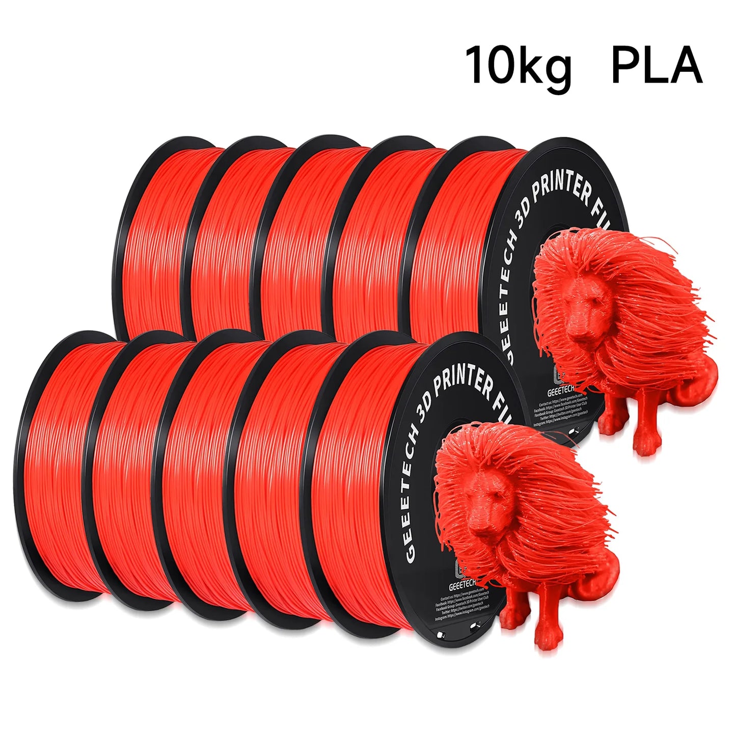 GEEETECH 10Kg In One Box Matte/PETG/Silk PLA/TPU/ABS 3D PLA Filament 1.75mm Spool Wire For 3D Printer Material,Safety
