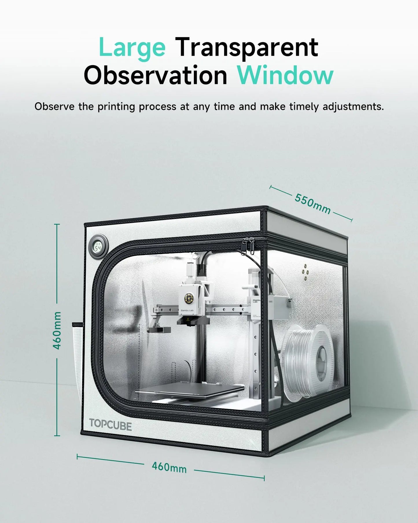 YOOPAI 3D printer Enclosure For Bambu lab A1/A1 mini 3D printer House Cover with LED light Constant Temperature Fireproof  large