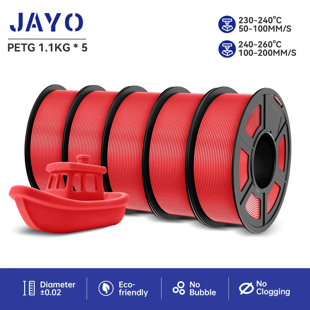 JAYO PETG 3D Printer Filament petg jayo filament  no bubbles no drawing smooth multiple colors 3d printer accessories 1.1kg/roll
