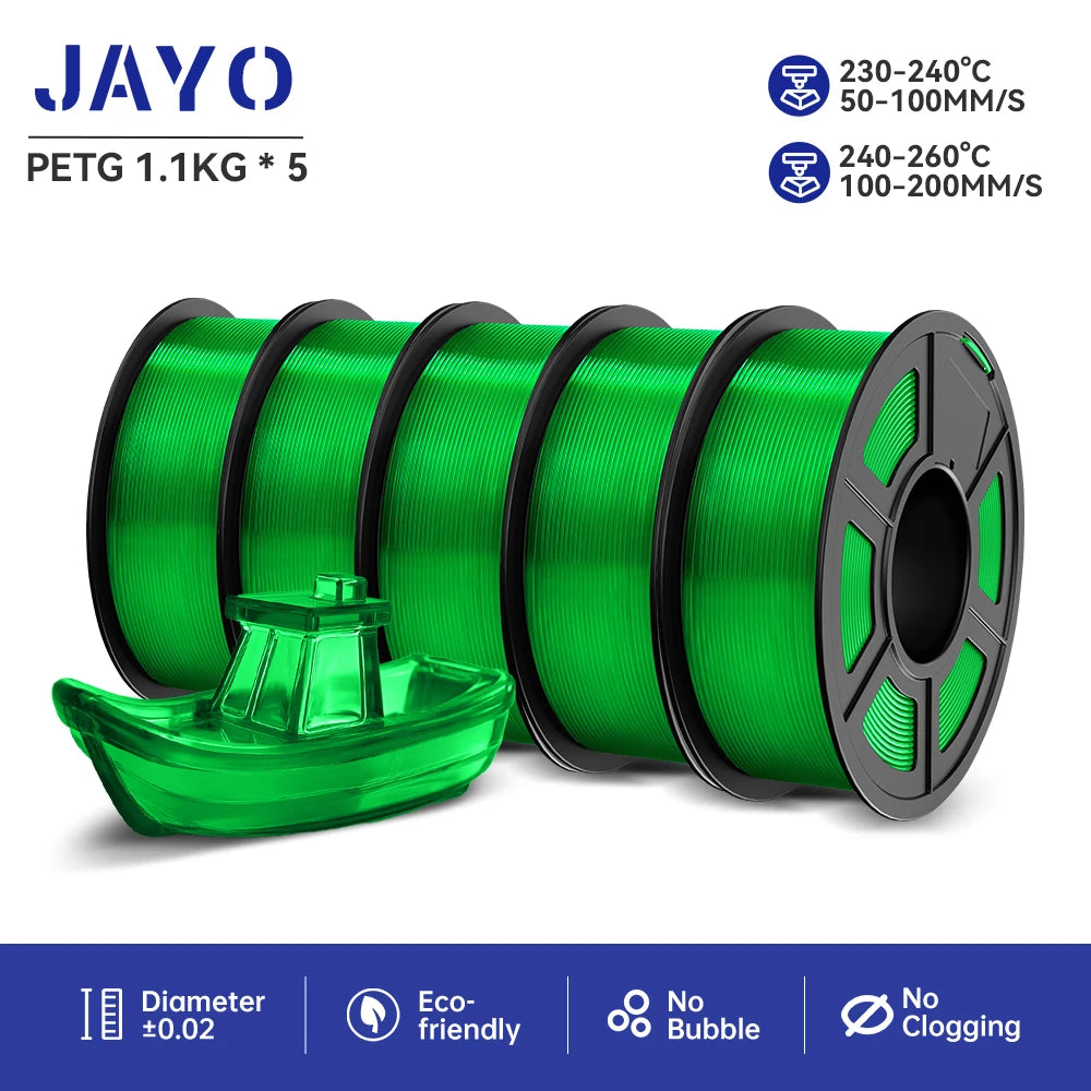 JAYO PETG 3D Printer Filament petg jayo filament  no bubbles no drawing smooth multiple colors 3d printer accessories 1.1kg/roll