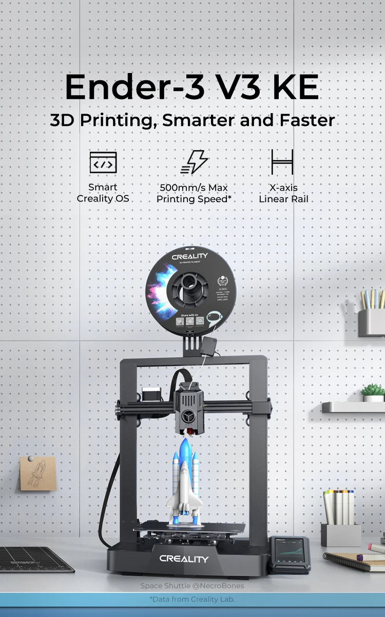 Creality Ender-3 V3 KE 500mm/s Fast Printing Speed Self-test with One Tap X-Axis Linear Rail Double Fans 3D Printer Ender-3V3 KE