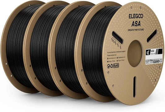 ASA Filament 1.75mm Black 4KG, UV & Weather Resistant 3D Printer Filament Bundle for Outdoor Functional Parts, High Impact
