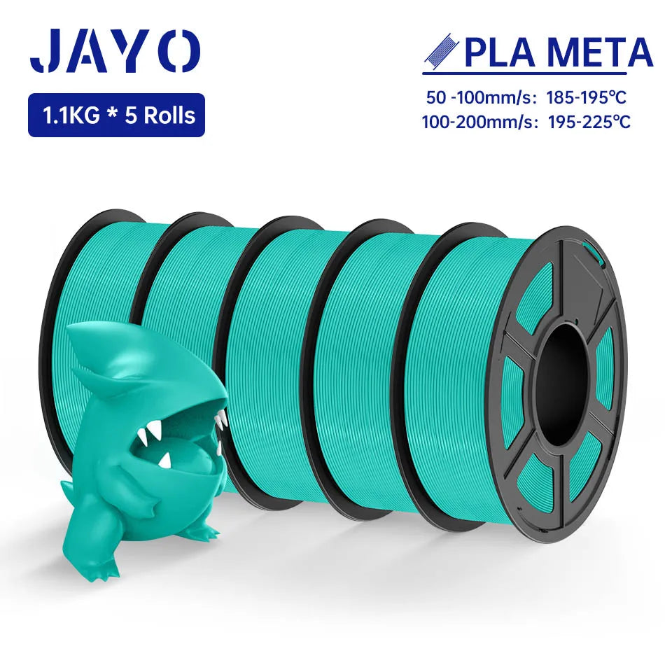 JAYO PLA Meta Filament 5 Rolls 1.75MM PLA 3D Printer Filament Neatly Wound Toughness 1.1KG 3D Printing Materials For FDM