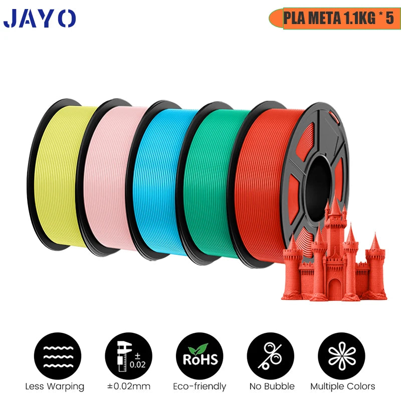 JAYO PLA/ABS/PETG/TPU/PLA PLUS/PLAMeta/ 3D Filament 1.75mm 5Rolls 2.5KG/5.5KG100% No Bubble FDM 3D Printer Materials DIY Gift