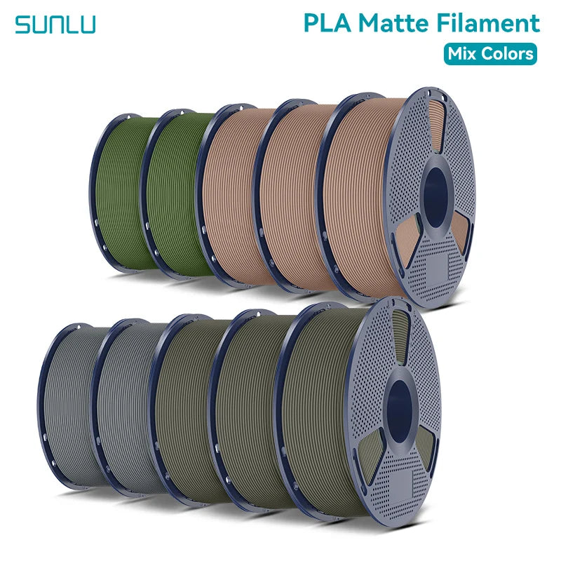 SUNLU PLA Matte 3D Filament 1.75mm Frosted Texture Neatly Wound Multicolor Matte Pla Filament For Most FDM 3D Printer 10KG