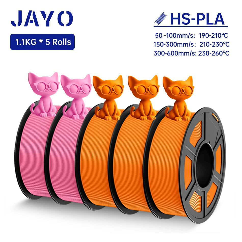 JAYO 5Rolls PLA Filament High Speed PLA 1.75mm 1.1KG 3D Printer Filament Neatly Wound 3D Printing Material For FDM 5.5KG/SET