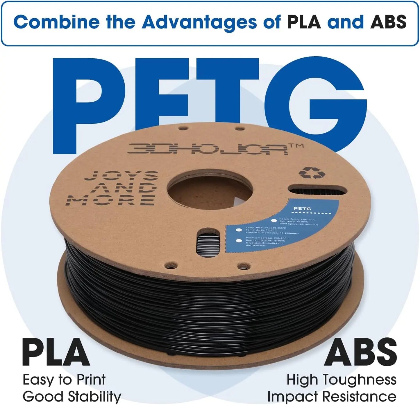 PETG Filament 1.75mm 3D Printing Filament 1kg*4 Bundle 3D Filament 1.75mm Dimensional Accuracy +/- 0.03mm Non Tangling Non