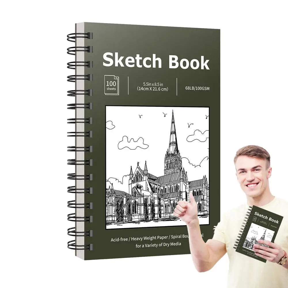 5.5 X 8.5 Inch Sketch Book Spiral Bound 100 Sheets Sketch Book