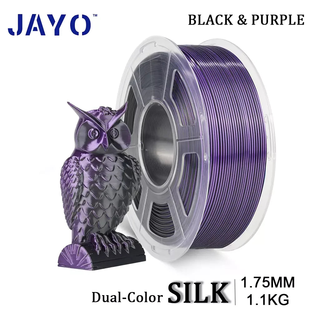 JAYO 3D Silk Pla Plus/ Dual/Triple Colors SILK 3D Printer Filament 1.75mm SILK Rabinbow 1.1kg/roll 3D Printing Materials