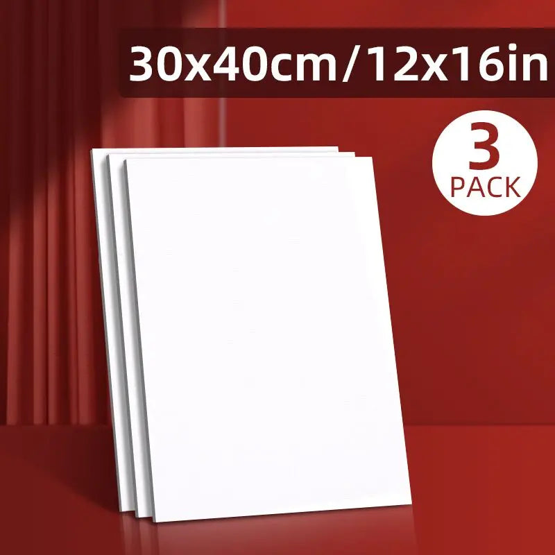 3 Pack Canvas Panels, Blank Board Panels for Acrylic, Oil, Watercolor, Tempera Painting,  Primed Acid-Free for Students, Adults