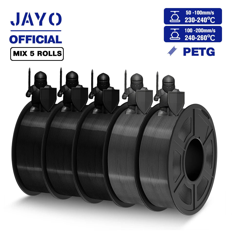 JAYO PETG Filamanet 1.75MM 5Rolls/set 3D Printer Filament PETG Neatly Wound 3D Printing Material For FDM 3D Printer