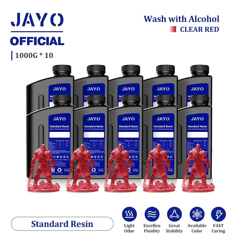 JAYO 10 Bottles 3D Resin Standard Fast Curing Standard/ 14K Standard/ Standard Plus 3D Resin for LCD DLP SLA Resin 3D Printer