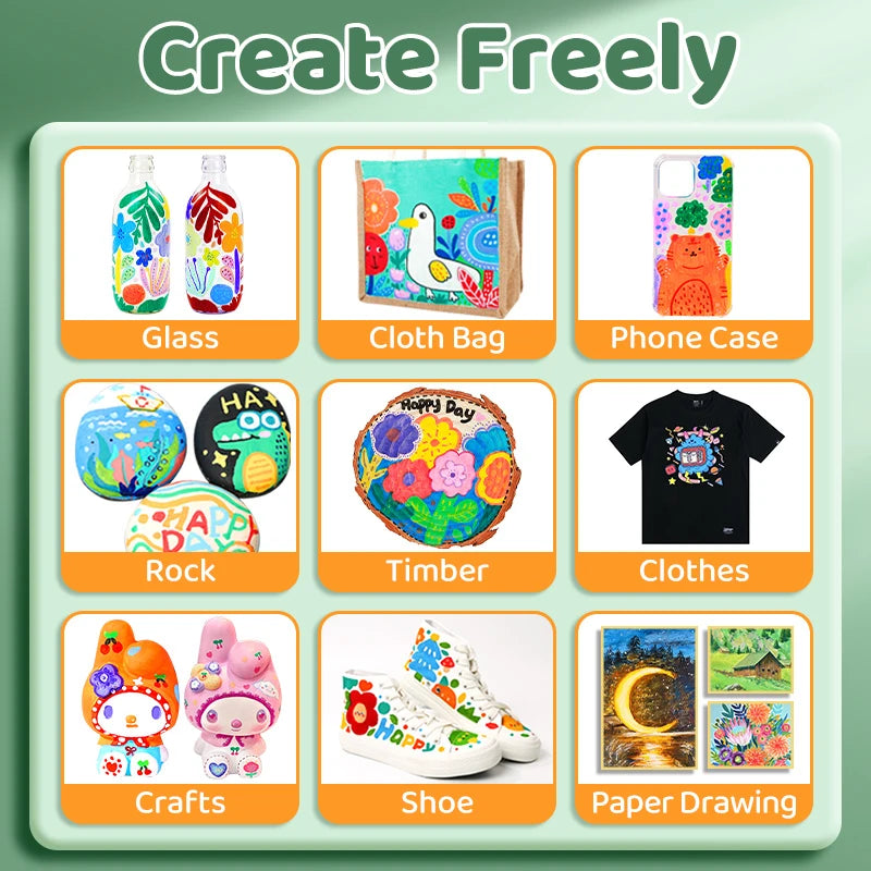 Vibrant Acrylic Paint Set 12/18/24/36 Colors,12ml/0.42oz Acrylic Painting Kit For Paper,Wood,Canvas,Rock,Ceramic,Clothes,DIY