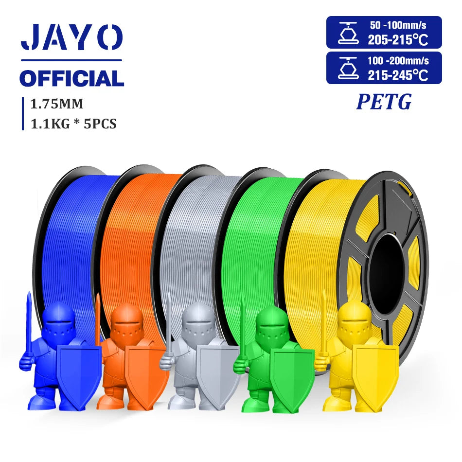 JAYO PETG Filamanet 1.75MM 5Rolls/set 3D Printer Filament PETG Neatly Wound 3D Printing Material For FDM 3D Printer