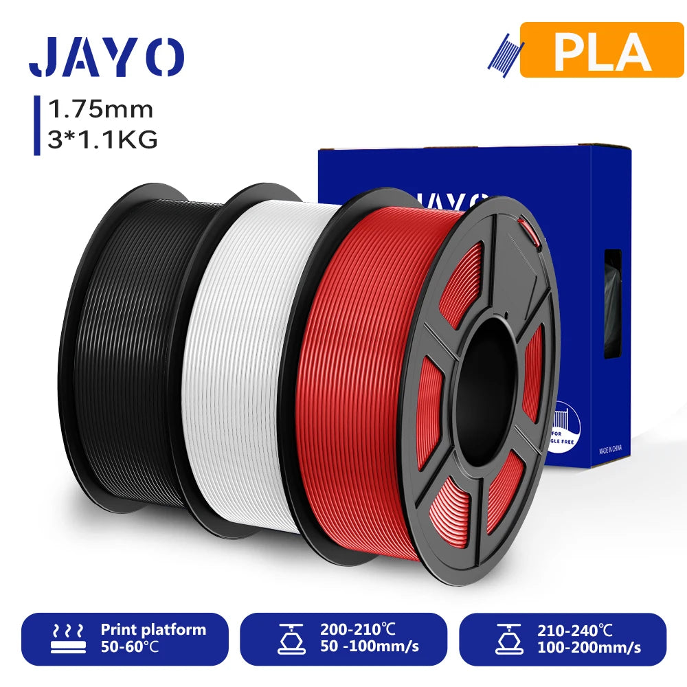 JAYO 3D PETG/PLA/PLA PLUS Printer Filament 1.75mm 3rolls 100% No Bubble non-toxic 3D Printing Materials for 3D Printer&3D Pen