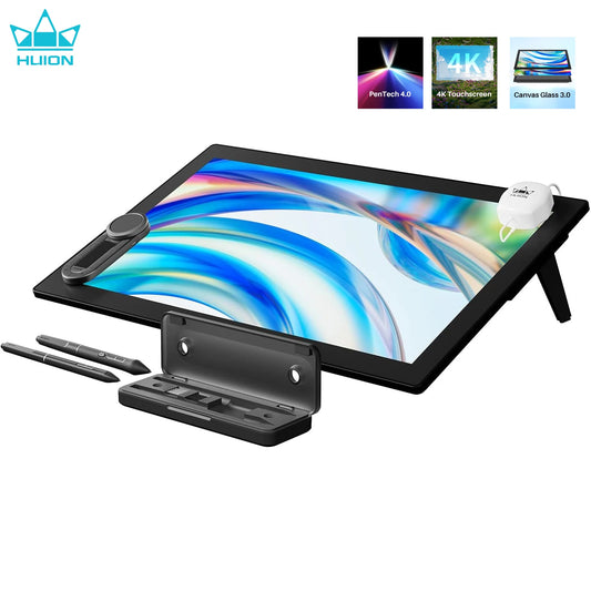 Huion Kamvas Pro 24 Gen 3 Graphics Tablet Touch Screen 4K Display, PenTech 4.0 Dual-Pen 16K Levels Pressure Pen Canvas Glass 3.0