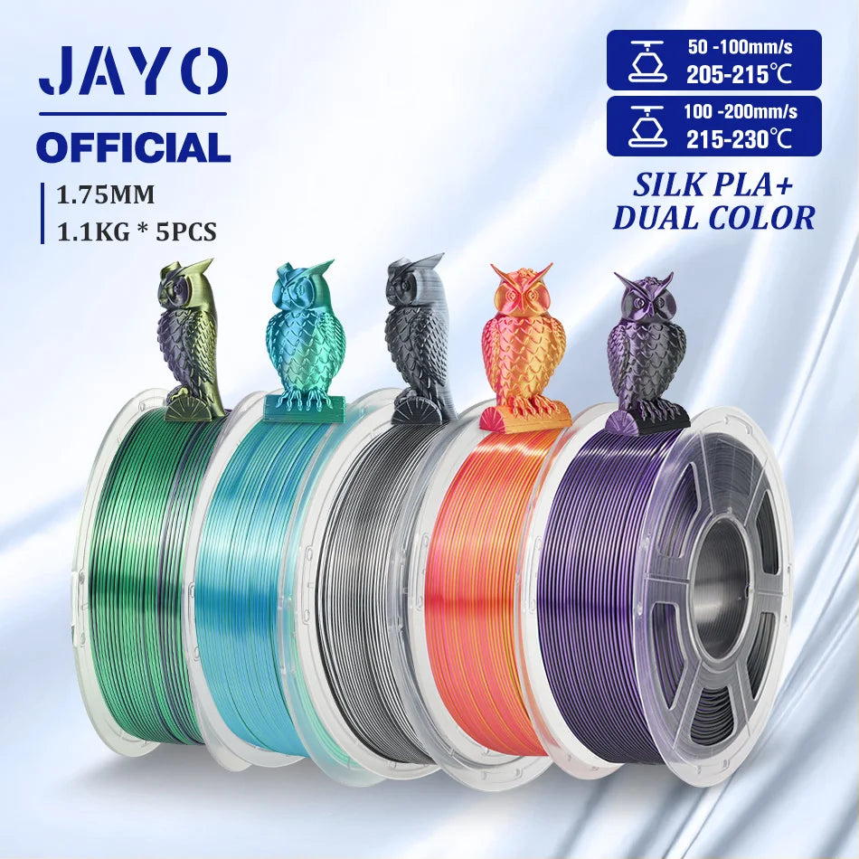JAYO SILK PLA Filament 1.75mm Dual Colors 3D Printer Filament Coextrusion Silk Triple Color 3D Filament Shiny Multicolor Change