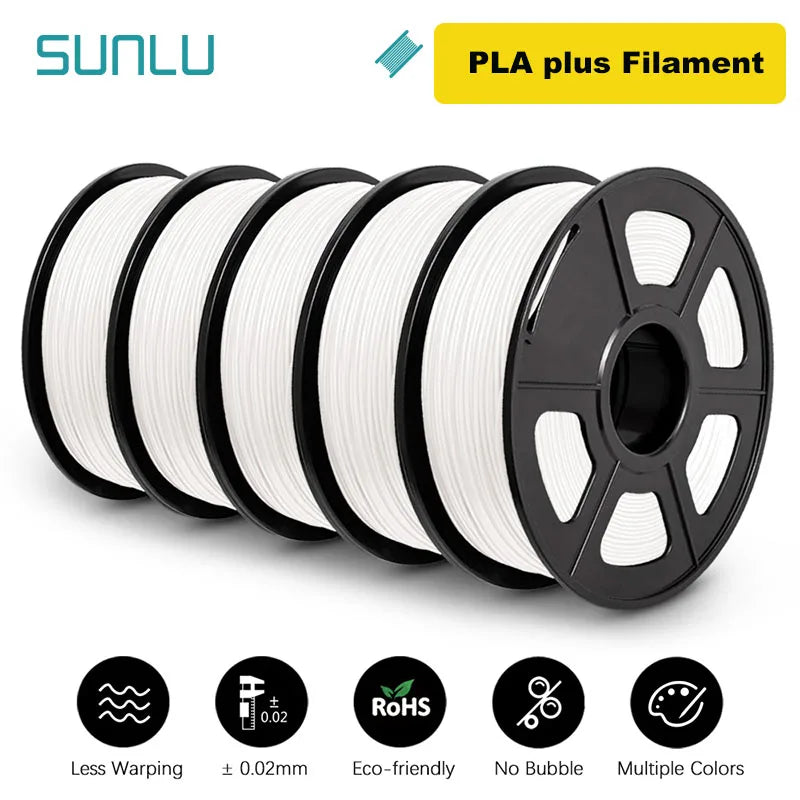 SUNLU 5KG 3D Filament PLA/PLA PLUS/PETG/ABS Filamnet 1.75mm 5Roll 1KG Neatly Wound 3D Printer Filament for 3D Printer