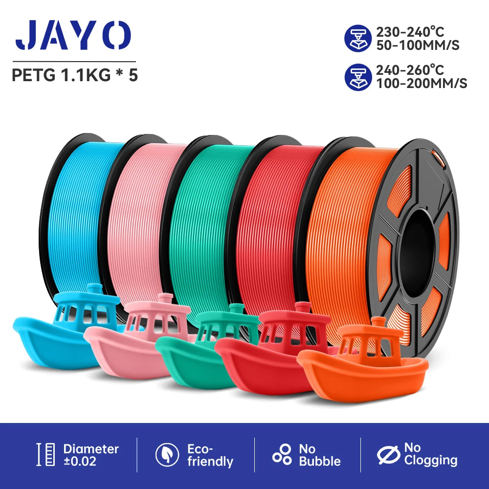 JAYO PETG 3D Printer Filament petg jayo filament  no bubbles no drawing smooth multiple colors 3d printer accessories 1.1kg/roll