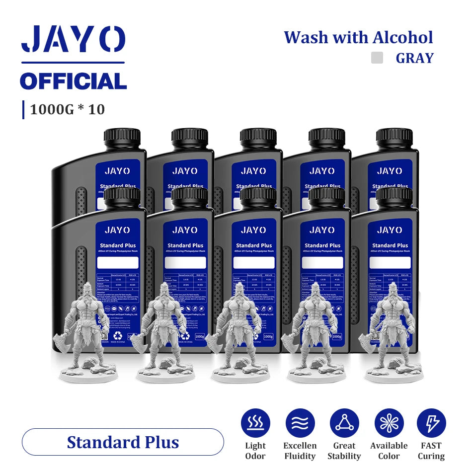 JAYO 10 Bottles 3D Resin Standard Fast Curing Standard/ 14K Standard/ Standard Plus 3D Resin for LCD DLP SLA Resin 3D Printer