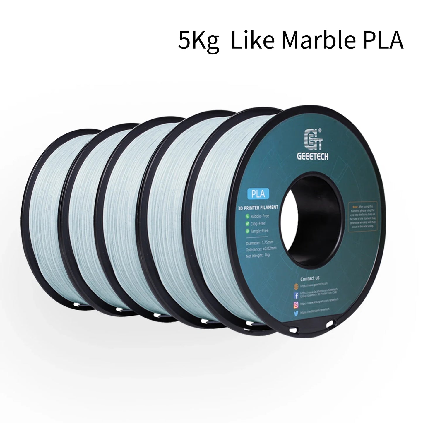 Geeetech 5Kg Like Marble PLA 3D Printer Filament Plastic 1.75mm,Tangle-Free, 3d printing wire materialsvacuum packaging
