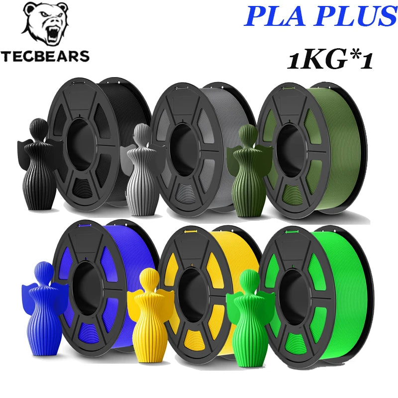 TECBEARS 1Roll pla plus 3D filament Printer 1.75mm ±0.02mm Environmentally friendly, smooth and bubble-freefilament FDM DIY Gift