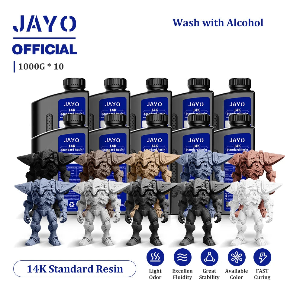 JAYO 10 Bottles 3D Resin Standard Fast Curing Standard/ 14K Standard/ Standard Plus 3D Resin for LCD DLP SLA Resin 3D Printer