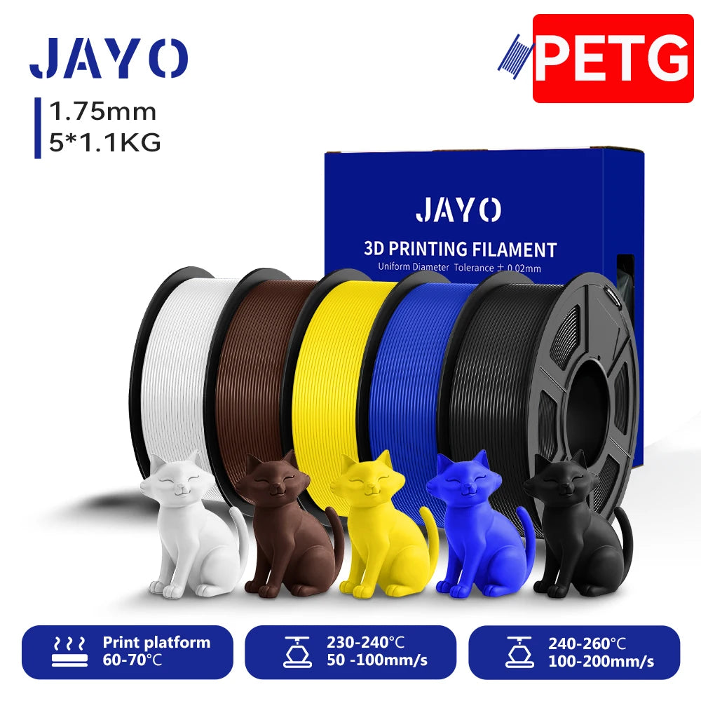 JAYO 5.5KG 3D PETG / High Speed Matte PETG / PLA Classic Printer Filament 1.75mm 3D Printer Filament Neatly Wound PETG for 3D
