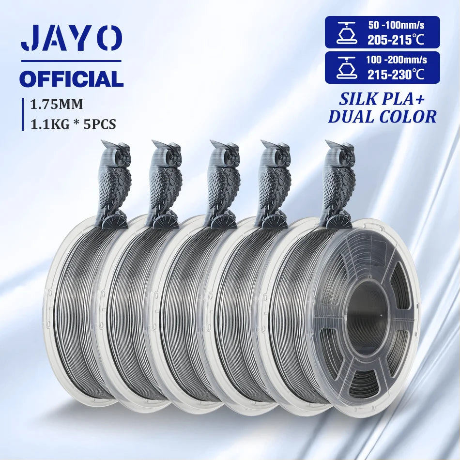 JAYO SILK PLA Filament 1.75mm Dual Colors 3D Printer Filament Coextrusion Silk Triple Color 3D Filament Shiny Multicolor Change