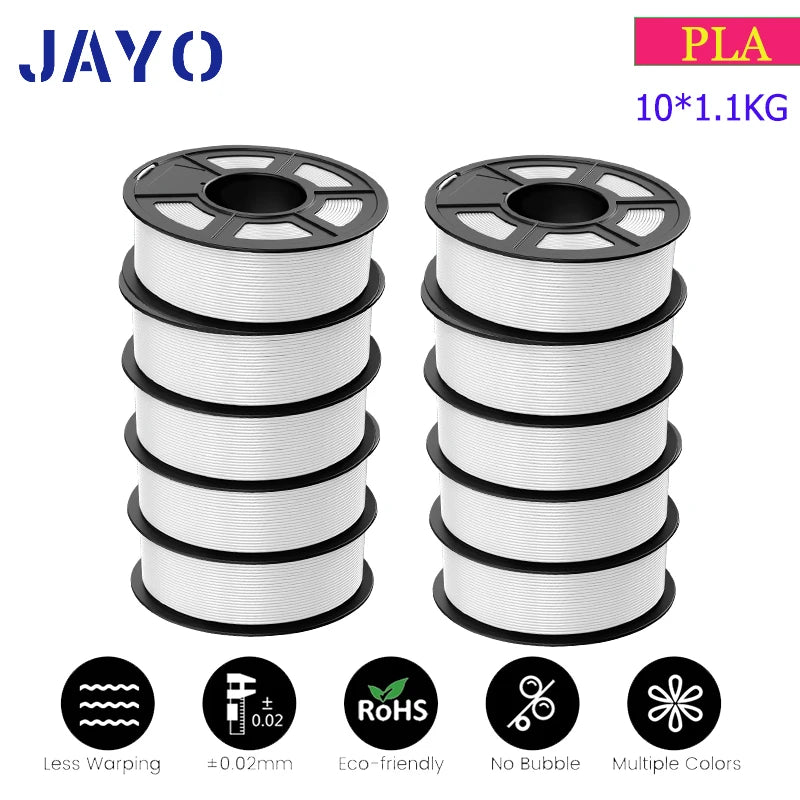 JAYO 3D Printer part PETG/PLA Meta/PLA/SILK/PLA PLUS/TPU Filament 1.75mm for 10Rolls FDM 100% No Bubbel craft part DIY Materials