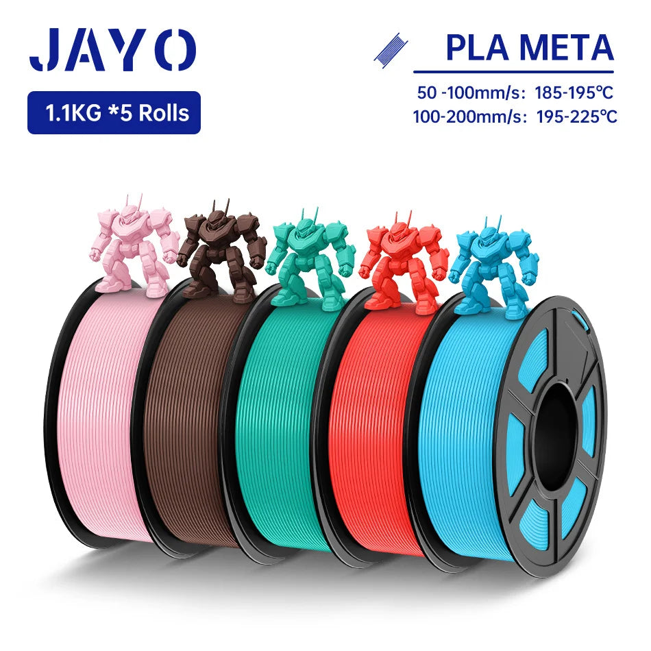 JAYO PLA Meta Filament 5 Rolls 1.75MM PLA 3D Printer Filament Neatly Wound Toughness 1.1KG 3D Printing Materials For FDM