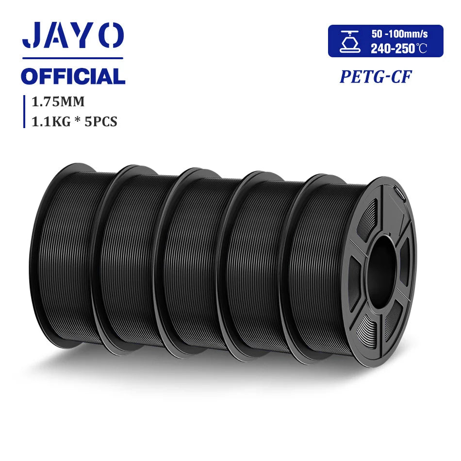 JAYO PLA-CF 3D Printer Filament 1.75mm PETG-CF/PLA Carbon Fiber Filament High Toughness Heat-Resistant 3D Printing Materials
