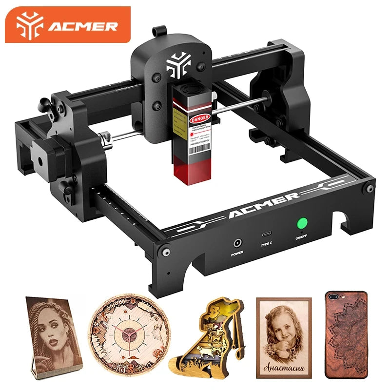 ACMER Mini Portable Laser Engraver DIY Laser Cut Engraving Machine Engrave Logo Wood Painted Metal Acrylic Glass Leather
