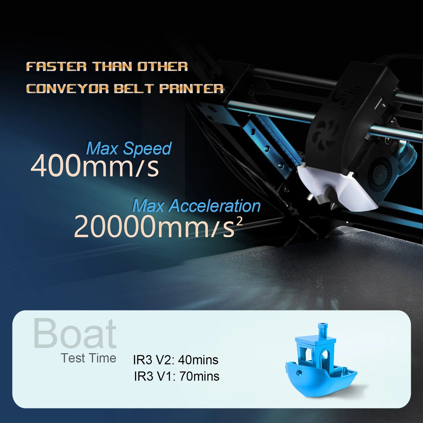 3D-Printer IdeaFormer IR3 V2 Infinite Z-Axis Steel Conveyor Belt 250×250×∞ mm With Extended Tray Klipper Firmware Auto Leveling