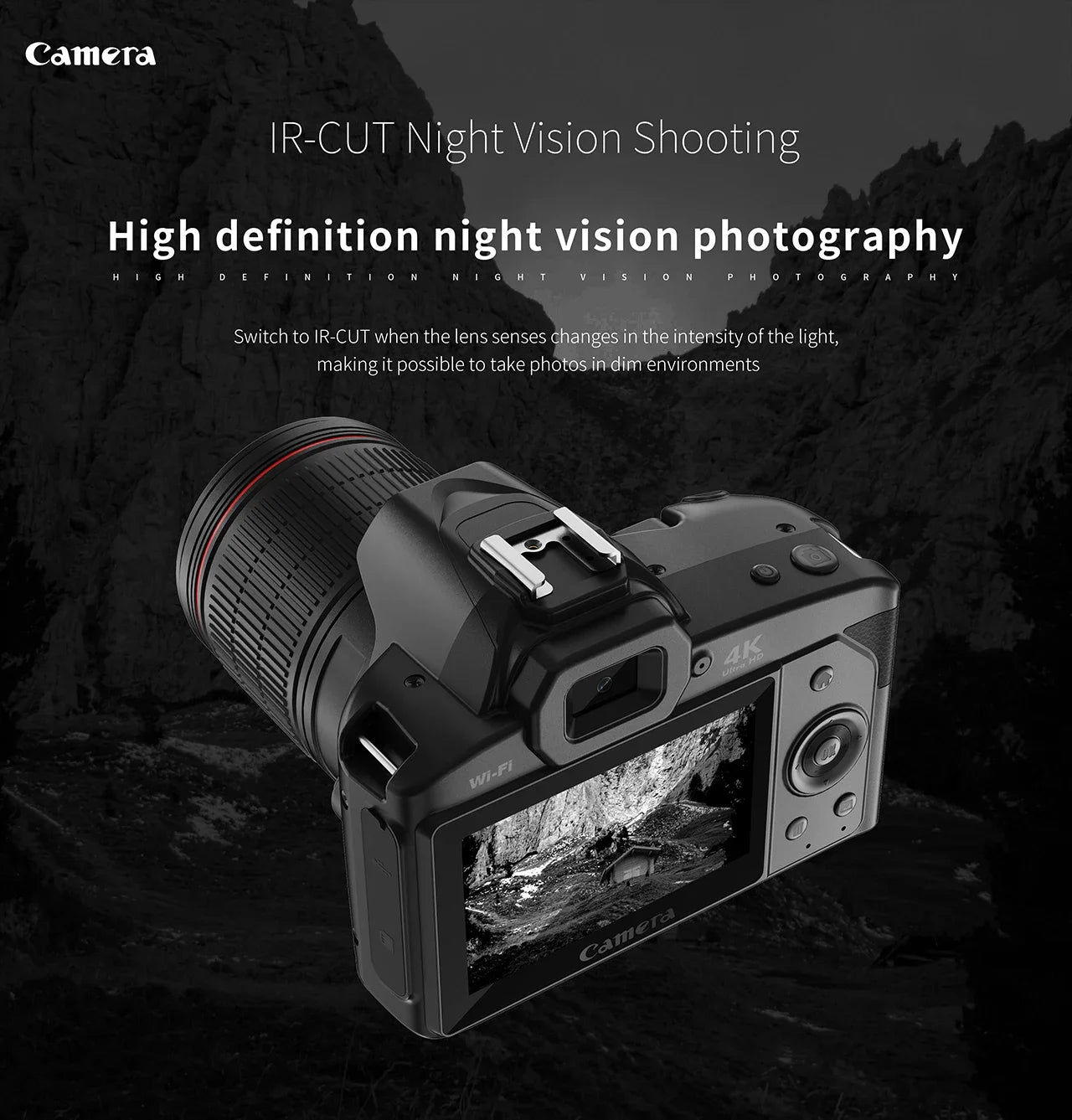 4K HD Professional Camcorder WIFI Webcam IR Night Vision Digital Camera Photography Video Recorder Instant Photo Time-Lapse Cam